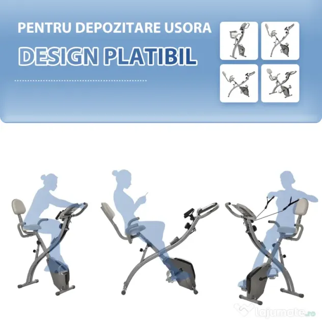 HOMCOM bicicleta pliabila 2 in 1, 8 nivele, gri | Aosom Romania