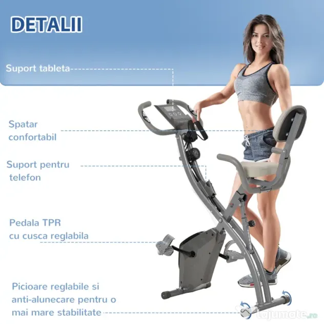 HOMCOM bicicleta pliabila 2 in 1, 8 nivele, gri | Aosom Romania