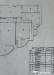 2 camere Unirii decomandat, parcare, et. 5, an 1990, 74 mp 