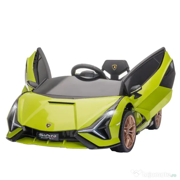 Masina electrica pentru copii 12V Lamborghini, telecomanda, viteza 3-8 km/h, 108x62x40cm, Verde HOMCOM | Aosom Romania