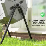 Outsunny Compostor de grădină rotativ cu 2 compartimente și 8 orificii de aerisire, din oțel și PP, 71x65x96 cm, gri