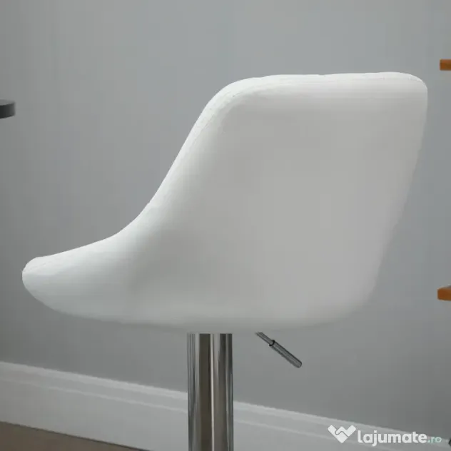 HOMCOM Set 2 Scaune Bar Pivotante Moderne, Reglabile, pentru bucătării și baruri,din Piele PU,Albă | Aosom Romania