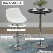 HOMCOM Set 2 Scaune de Bar Pivotante și Reglabile pentru bucătării și baruri, din Piele Ecologică, cu Cusături Diamant, 51.5x48x83-104cm, Albă 