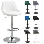 HOMCOM Set 2 Scaune de Bar Pivotante și Reglabile pentru bucătării și baruri, din Piele Ecologică, cu Cusături Diamant, 51.5x48x83-104cm, Albă 