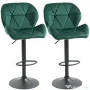 HOMCOM Scaun Bar, 2 piese, cu Înălțime Reglabilă, Bază Metalică cu pad-urile antiderapante, 46x48x83-104 cm, Verde | Aosom Romania