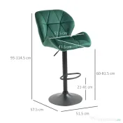 HOMCOM Scaun Bar, 2 piese, cu Înălțime Reglabilă, Bază Metalică cu pad-urile antiderapante, 46x48x83-104 cm, Verde | Aosom Romania