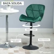 HOMCOM Scaun Bar, 2 piese, cu Înălțime Reglabilă, Bază Metalică cu pad-urile antiderapante, 46x48x83-104 cm, Verde | Aosom Romania