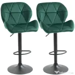 Homcom Set 2 Scaune Bar – Catifea Verde, Rotative & Reglabile