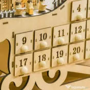HOMCOM Calendar de Advent din Lemn 24 de Sertare si Lumini LED 45x10x31cm