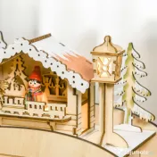 HOMCOM Calendar de Advent din Lemn 24 de Sertare si Lumini LED 45x10x31cm