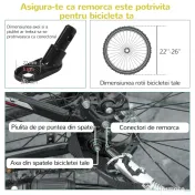 HOMCOM Remorca pentru bicicleta pentru copii 2 in 1, centura in 5 puncte, geanta de depozitare, reflector, steag, galben 