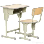 HOMCOM Banca Scoala cu Scaun Reglabil Varsta 6-12 Ani Culoare Lemn Natural