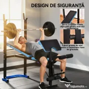 Soozier Bancă de Greutăți Reglabilă cu Suport pentru Haltere și Role pentru Picioare, pentru Antrenamente de Forță și Ridicare de Greutăți, Stație Multifuncțională pentru Sală de Sport Acasă, Negru | Aosom Romania 
