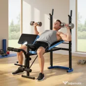 Soozier Bancă de Greutăți Reglabilă cu Suport pentru Haltere și Role pentru Picioare, pentru Antrenamente de Forță și Ridicare de Greutăți, Stație Multifuncțională pentru Sală de Sport Acasă, Negru | Aosom Romania 
