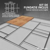 Outsunny Magazie de Gradina cu Usi Duble Glisante si Acoperis Inclinat, Sopron de Gradina din Otel si PP, 3.4x4x2m, Gri