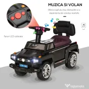HOMCOM Mașinuță cu Volan pentru Copii, Design Ergonomic, Negru, 68x30.5x41.5 cm, Joc Interactiv | Aosom Romania
