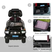 HOMCOM Mașinuță cu Volan pentru Copii, Design Ergonomic, Negru, 68x30.5x41.5 cm, Joc Interactiv | Aosom Romania