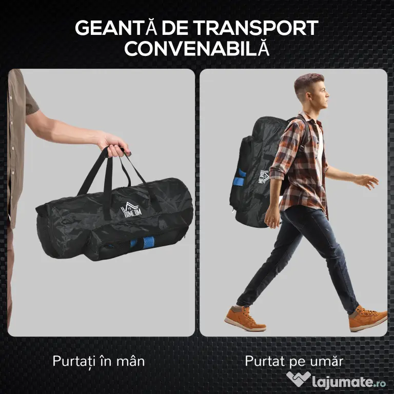 HOMCOM Set Sac de Box Suspendat cu Mănuși, Sac de Box cu 3 Straturi și Geantă de Transport, Albastru