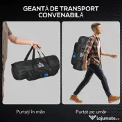 HOMCOM Set Sac de Box Suspendat cu Mănuși, Sac de Box cu 3 Straturi și Geantă de Transport, Albastru 