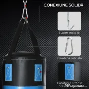 HOMCOM Set Sac de Box Suspendat cu Mănuși, Sac de Box cu 3 Straturi și Geantă de Transport, Albastru 