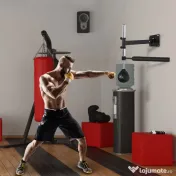 HOMCOM Speed Bag montabilă pe perete pentru box și MMA, cu înălțime reglabilă și suport, din oțel și PU, 79x72x20 cm, neagră 