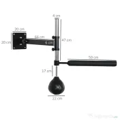 HOMCOM Speed Bag montabilă pe perete pentru box și MMA, cu înălțime reglabilă și suport, din oțel și PU, 79x72x20 cm, neagră 