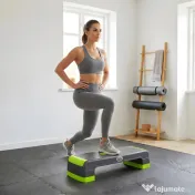 HOMCOM Stepper Aerobic Reglabil pe 3 Înălțimi, Step Fitness din Plastic pentru Antrenament, 78x28x10/15/20 cm, Verde | Aosom Romania