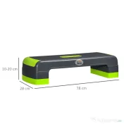 HOMCOM Stepper Aerobic Reglabil pe 3 Înălțimi, Step Fitness din Plastic pentru Antrenament, 78x28x10/15/20 cm, Verde | Aosom Romania