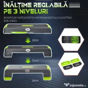 HOMCOM Stepper Aerobic Reglabil pe 3 Înălțimi, Step Fitness din Plastic pentru Antrenament, 78x28x10/15/20 cm, Verde | Aosom Romania