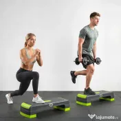 HOMCOM Stepper Aerobic Reglabil pe 3 Înălțimi, Step Fitness din Plastic pentru Antrenament, 78x28x10/15/20 cm, Verde | Aosom Romania