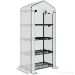 Outsunny  Sera verticala cu etajera cu 4 rafturi, sera pentru balcon si terasa din otel si PE alb, 70x50x160cm