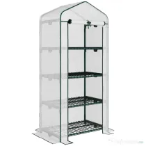 Outsunny Seră Verticală pentru Balcon și Terasă cu 4 Rafturi, Structură din Oțel și PE, 70x50x160 cm, Alb | Aosom Romania