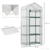 Outsunny Seră Verticală pentru Balcon și Terasă cu 4 Rafturi, Structură din Oțel și PE, 70x50x160 cm, Alb | Aosom Romania 