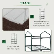 Outsunny Seră Verticală pentru Balcon și Terasă cu 4 Rafturi, Structură din Oțel și PE, 70x50x160 cm, Alb | Aosom Romania 