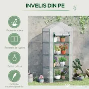 Outsunny Seră Verticală pentru Balcon și Terasă cu 4 Rafturi, Structură din Oțel și PE, 70x50x160 cm, Alb | Aosom Romania 