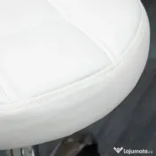 HOMCOM Scaun Rotativ Rotund cu Roți, Înălțime Reglabilă și Tapițerie din Piele Ecologică, Alb