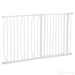 Poarta de Siguranta PawHut pentru Caini din Otel si ABS, Portita pentru Caini Extensibila 75-145cm pentru Scari si Usi, Alb | Aosom Romania