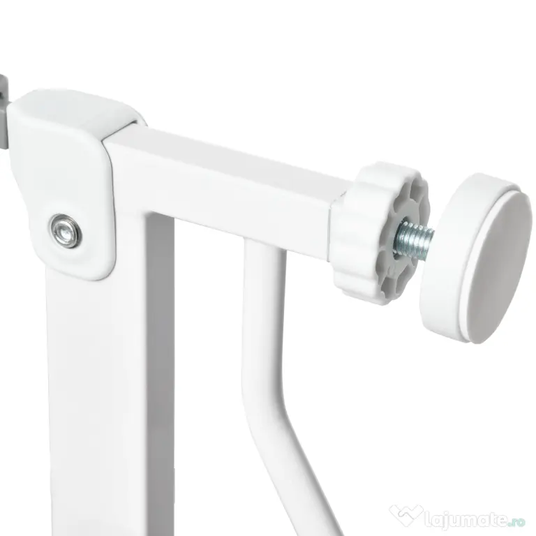 Poarta de Siguranta PawHut pentru Caini din Otel si ABS, Portita pentru Caini Extensibila 75-145cm pentru Scari si Usi, Alb | Aosom Romania
