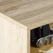 HOMCOM Pantofar cu 2 usi rabatabile si dulap, reglabil, natural, alb