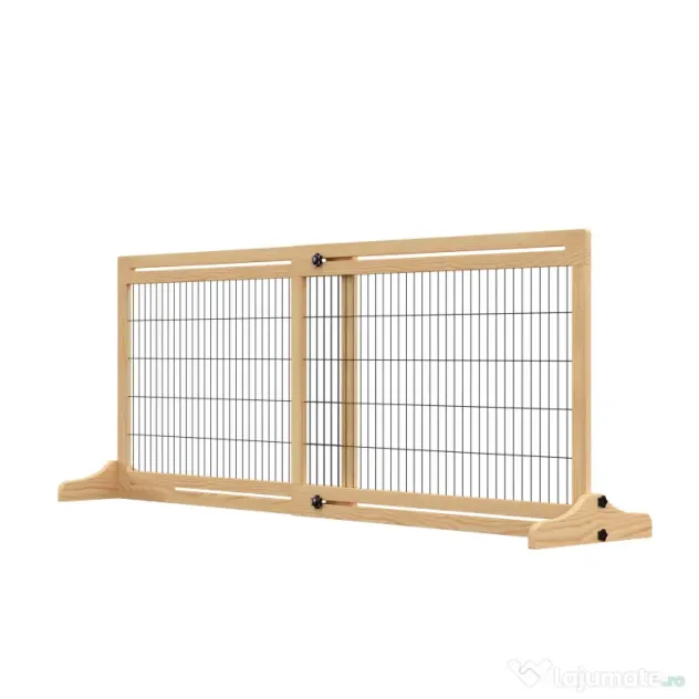 PawHut Poarta Extra Lata Independenta de 183x36x70cm pentru Animale de Companie, cu Lungime Reglabila, Bariere pentru Casa, Usa, Hol, Natur