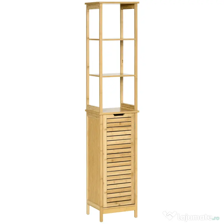 Kleankin Turn Mobilier Baie, Spațiu Depozitare Vertical, Lemn, 34x30x173cm, Design Compact | Aosom Romania