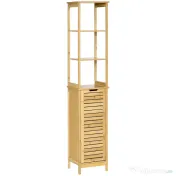 Kleankin Turn Mobilier Baie, Spațiu Depozitare Vertical, Lemn, 34x30x173cm, Design Compact | Aosom Romania
