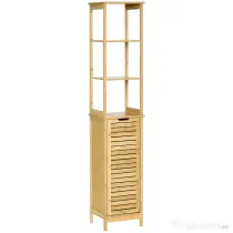 Kleankin Turn Mobilier Baie, Spațiu Depozitare Vertical, Lemn, 34x30x173cm, Design Compact | Aosom Romania