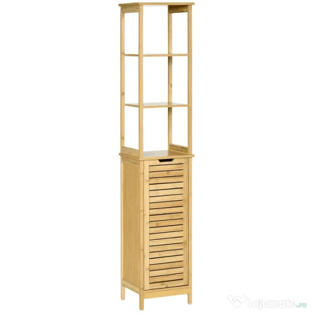 Kleankin Turn Mobilier Baie, Spațiu Depozitare Vertical, Lemn, 34x30x173cm, Design Compact | Aosom Romania