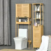 Kleankin Turn Mobilier Baie, Spațiu Depozitare Vertical, Lemn, 34x30x173cm, Design Compact | Aosom Romania