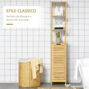 Kleankin Turn Mobilier Baie, Spațiu Depozitare Vertical, Lemn, 34x30x173cm, Design Compact | Aosom Romania