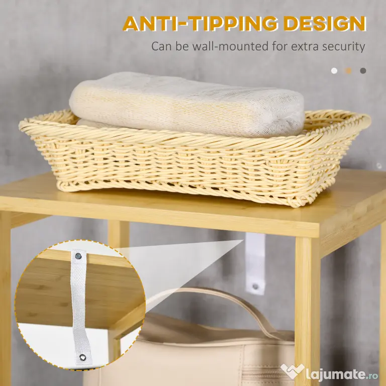Kleankin Turn Mobilier Baie, Spațiu Depozitare Vertical, Lemn, 34x30x173cm, Design Compact | Aosom Romania