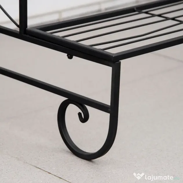 Outsunny Suport pentru Plante din Fier Forjat, Scara Suport pentru Ghivece pentru Exterior pe 3 Niveluri, Negru