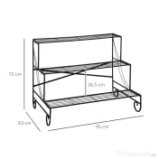 Outsunny Suport pentru Plante din Metal, Scară Suport pe 3 Niveluri pentru Ghivece de Grădina în Stil Vintage, 95x63x72 cm, Negru | Aosom Romania