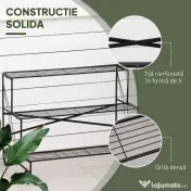 Outsunny Suport pentru Plante din Metal, Scară Suport pe 3 Niveluri pentru Ghivece de Grădina în Stil Vintage, 95x63x72 cm, Negru | Aosom Romania